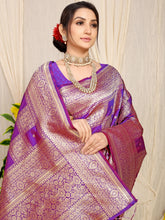 Golden Box Heavy Banarsi Purple  Saree